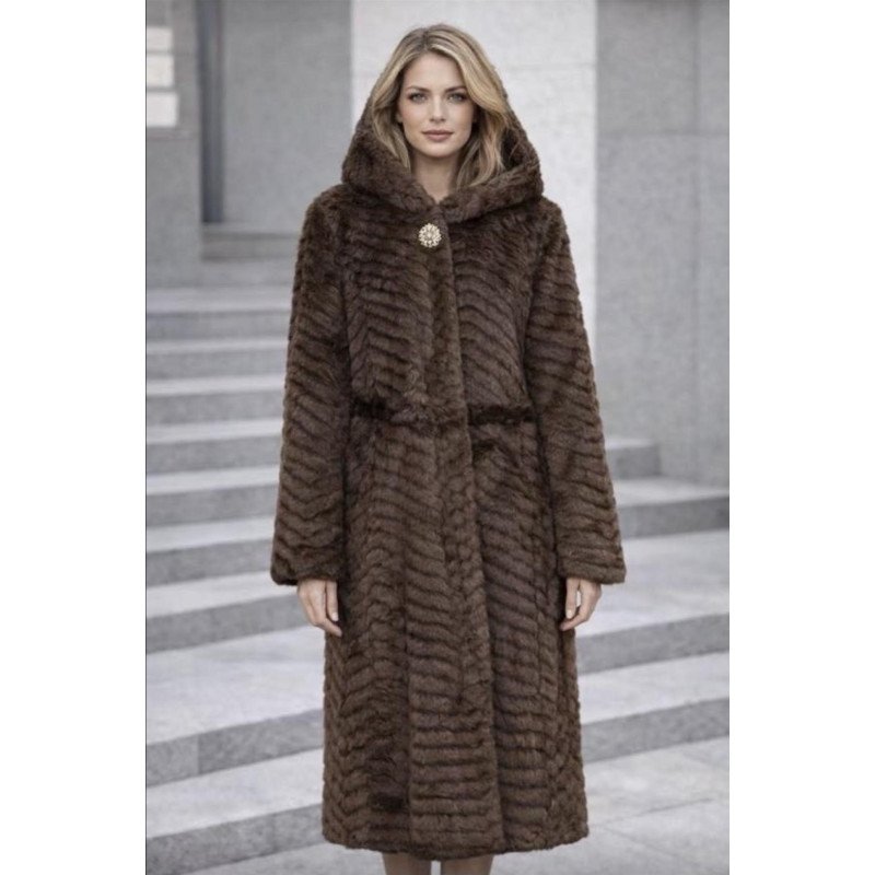 stunning full-length faux-fur coat