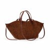 Suede leather tote bag