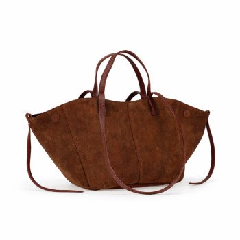 Suede leather tote bag