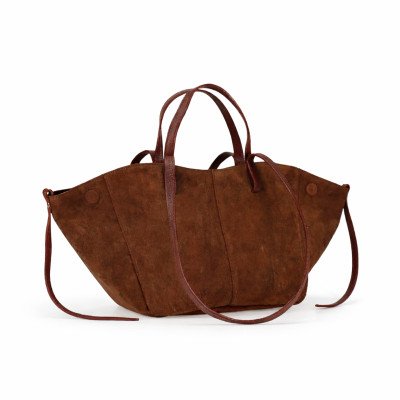 Suede leather tote bag