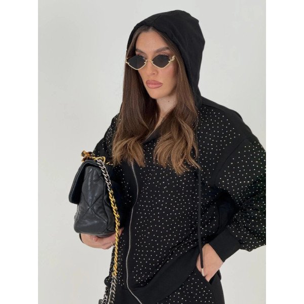 Cotton jumpsuit with rhinestones