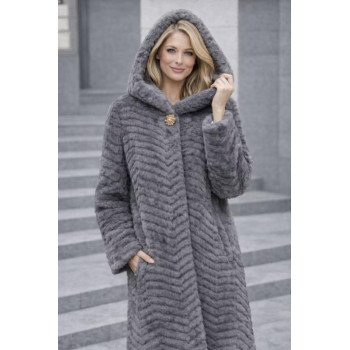 εντυπωσιακό παλτό από ψεύτικη γούνα σε όλο το μήκος grey 