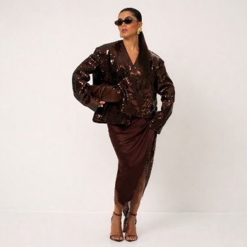 sequined jacket Brown SET