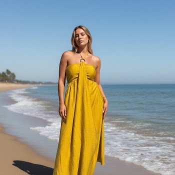 Maxi Flowy Halter Dress Yellow
