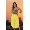 High-Waisted Asymmetric Draped Culottes Yellow