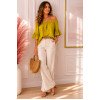 Off-the-Shoulder Top with Ruffled Sleeves - Mustard Yellow