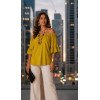 Off-the-Shoulder Top with Ruffled Sleeves - Mustard Yellow
