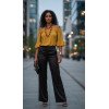 Off-the-Shoulder Top with Ruffled Sleeves - Mustard Yellow