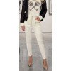 High-Waisted White Skinny Trousers with Decorative Gold Zippers