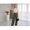 Flowy High-Waisted Floral Pants Khaki