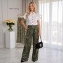 Flowy High-Waisted Floral Pants Khaki